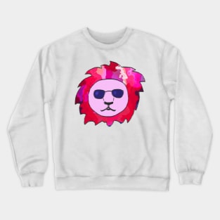 Cool Lion with Pink Colorful Mane and Sunglasses Crewneck Sweatshirt